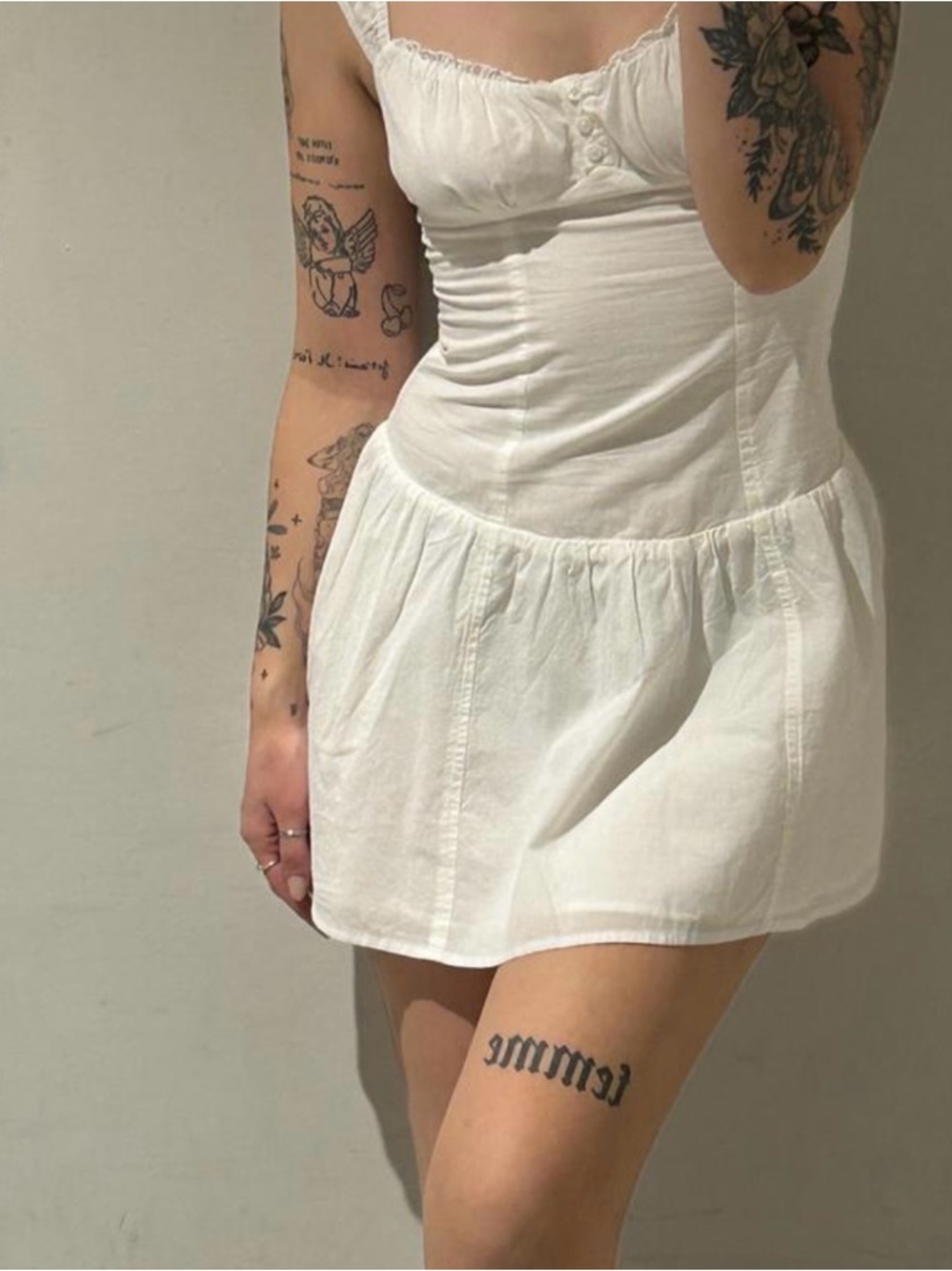 Milkmaid Drop Waist Cotton Babydoll Mini Dress | NWT | P/S